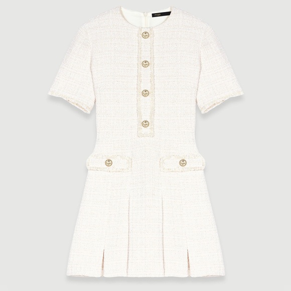 Maje Dresses & Skirts - Maje Short Tweed Dress White Size 42